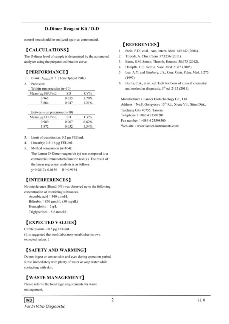 D-Dimer Reagent Kit / D-D